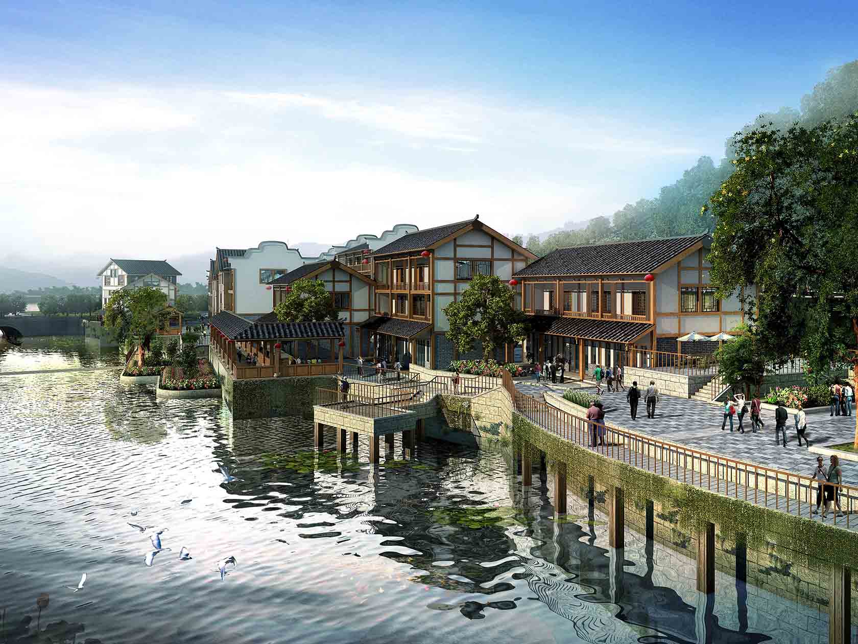 浙江三維設(shè)計公司江南小鎮(zhèn)三維效果圖案例-高維動畫 浙江三維設(shè)計公司江南小鎮(zhèn)三維效果圖案例-高維動畫